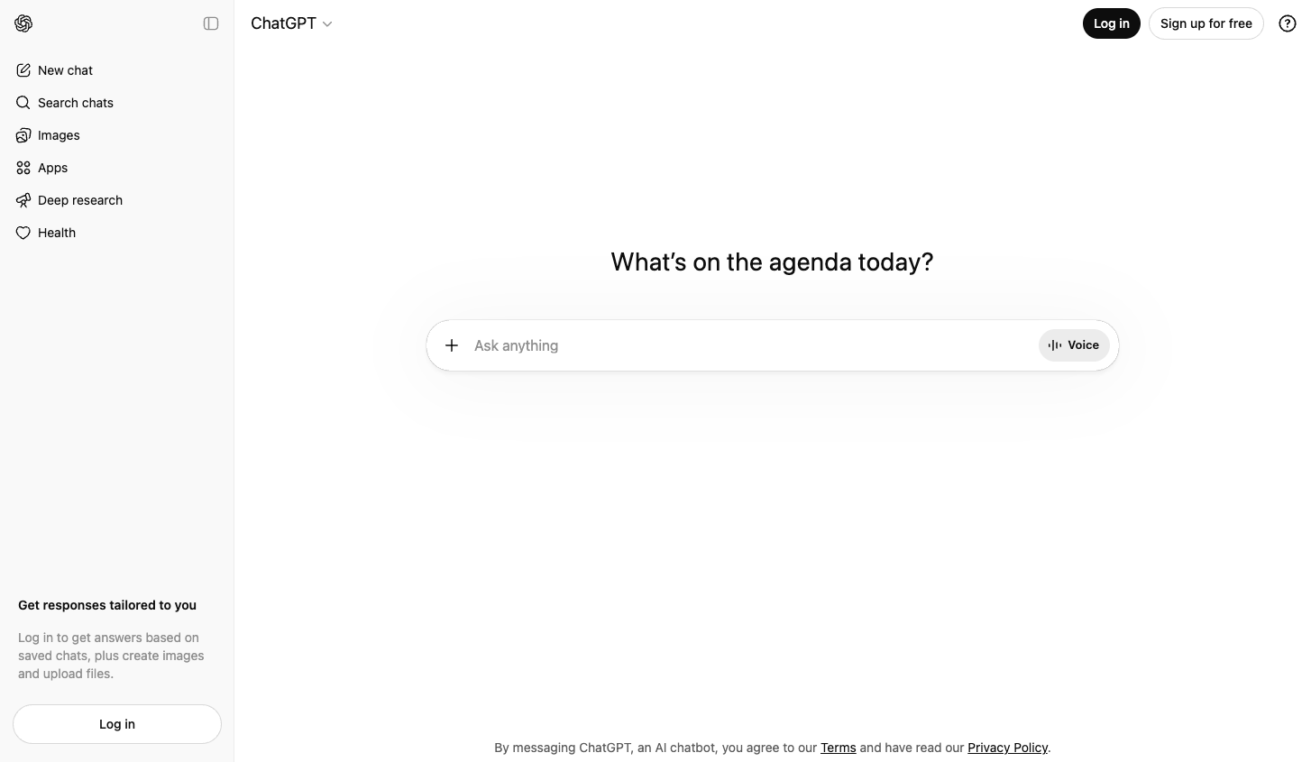 ChatGPT home screen (real UI).