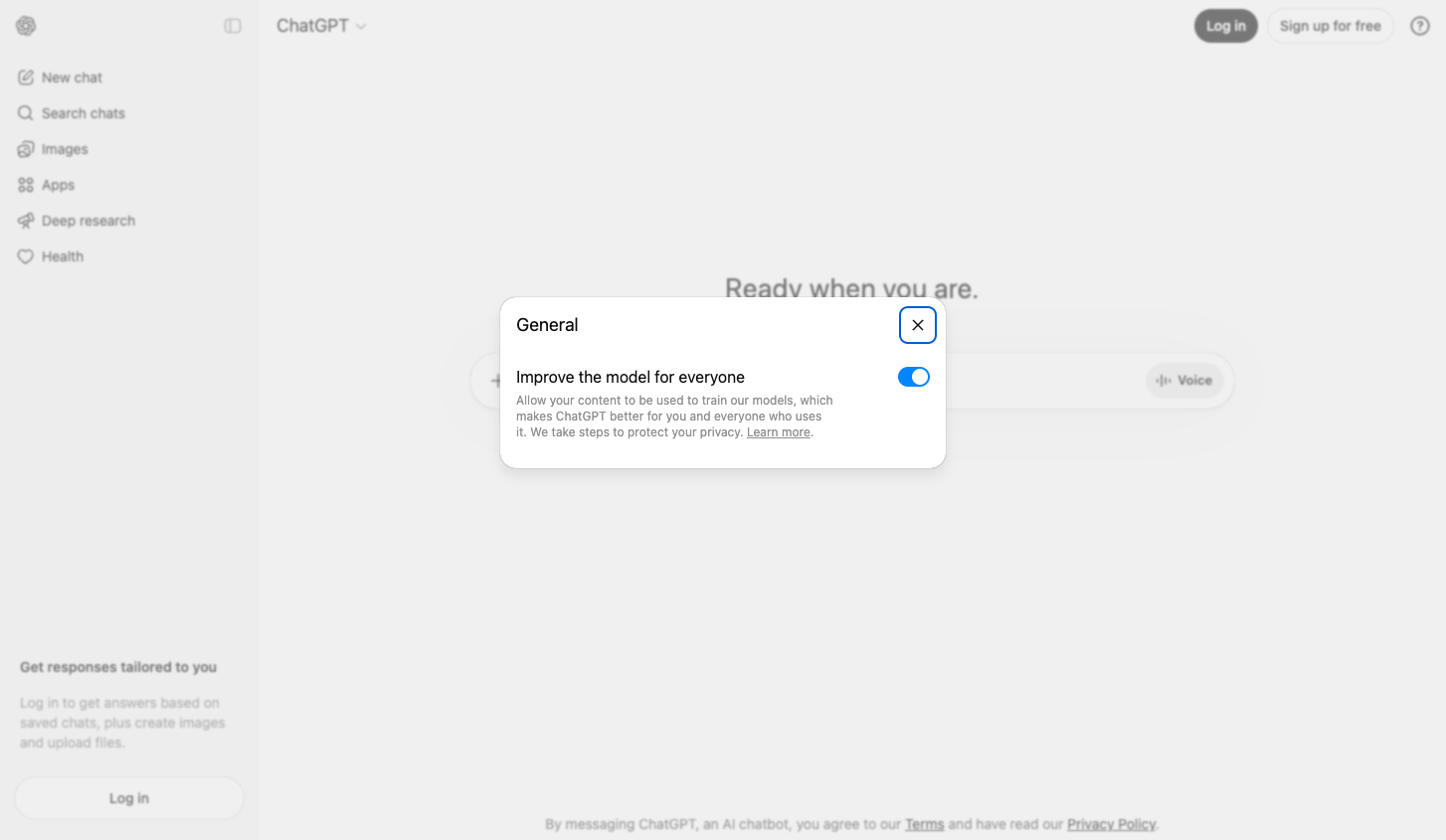 Settings dialog example (layout may vary).
